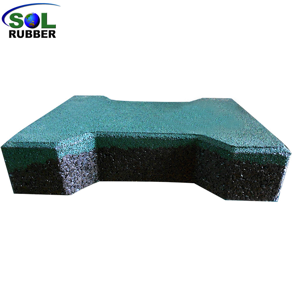 SOL RUBBER outdoor driveway recycled rubber brick tiles patio pavers mats lowes fine SBR granules surface, bigger SBR granules bottom