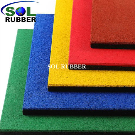SOL RUBBER children outdoor safety crossfit playground rubber floor tiles mat EPDM granules surface, bigger SBR granules bottom