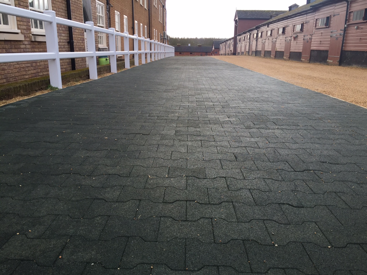 100% Recycled Interlocking Horse Barn Rubber Brick Pavers